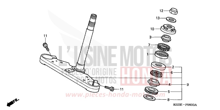 TIGE DE DIRECTION de Shadow VT125C NOIR (NH1) 2001